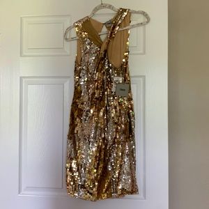 ASOS mini gold sequin dress